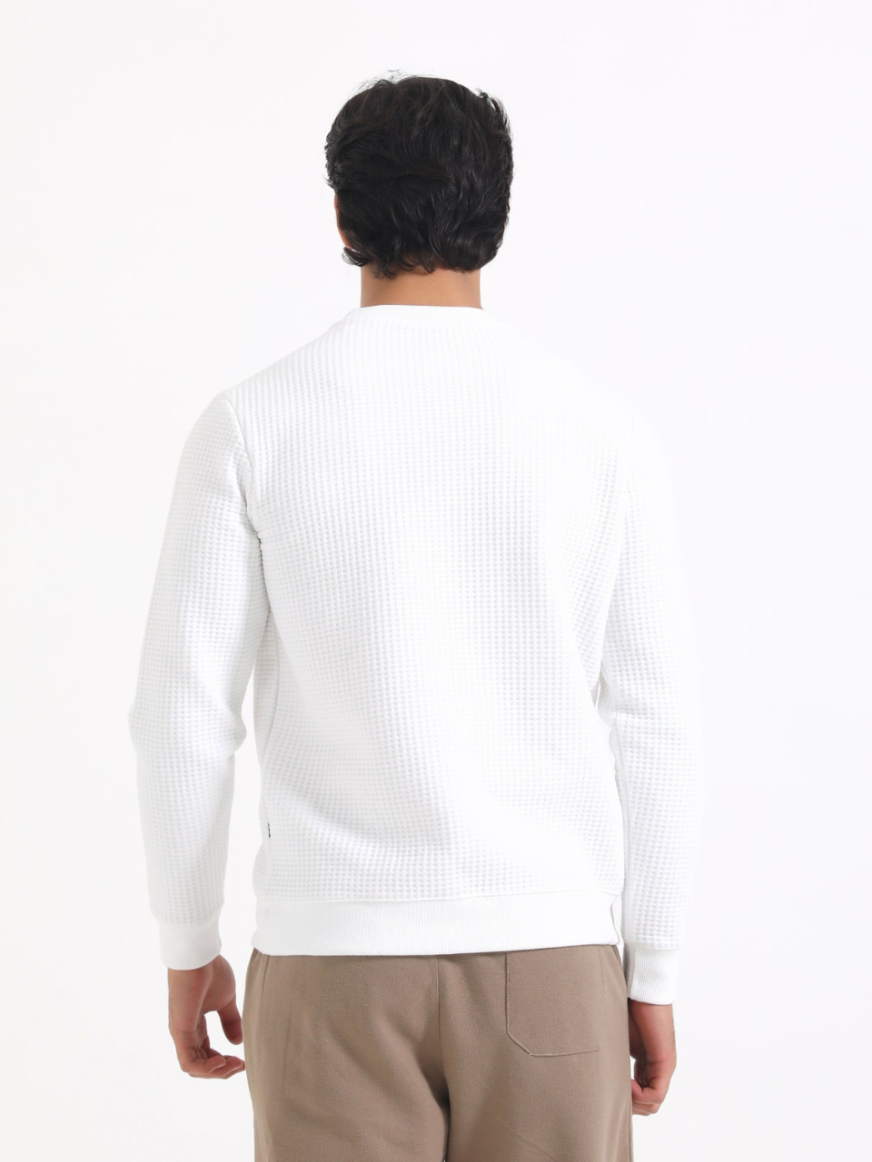 Men White Basic Sweatshirt