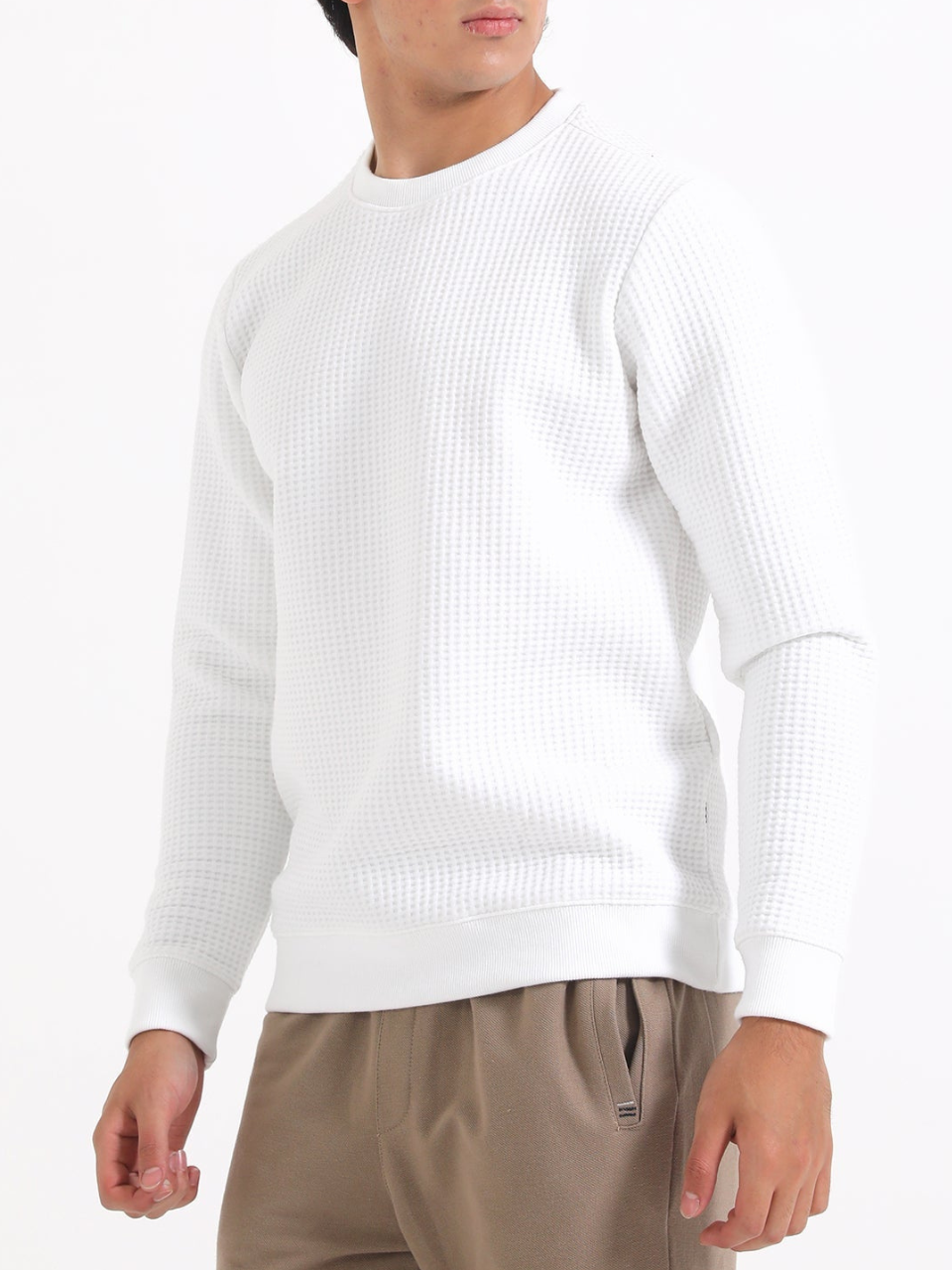 Men White Basic Sweatshirt